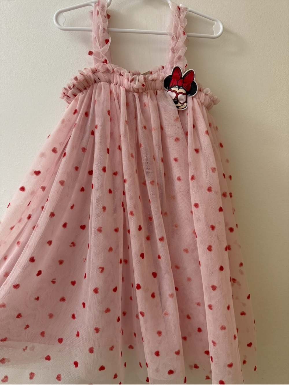 Pink Tulle Heart Dress with Minnie Patch